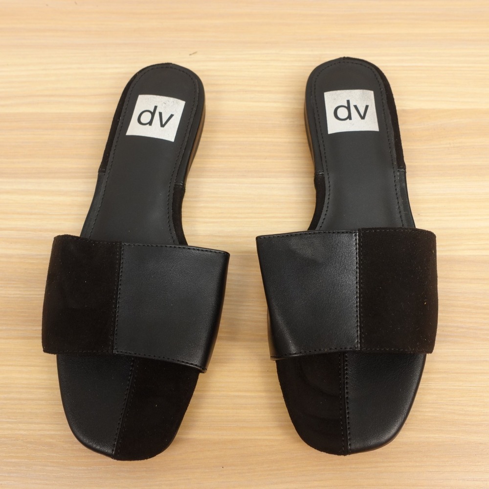 Quiet Luxury Flat Sandals Womens 6 Black Scandi Girl Minimalist DV Dolce Vita